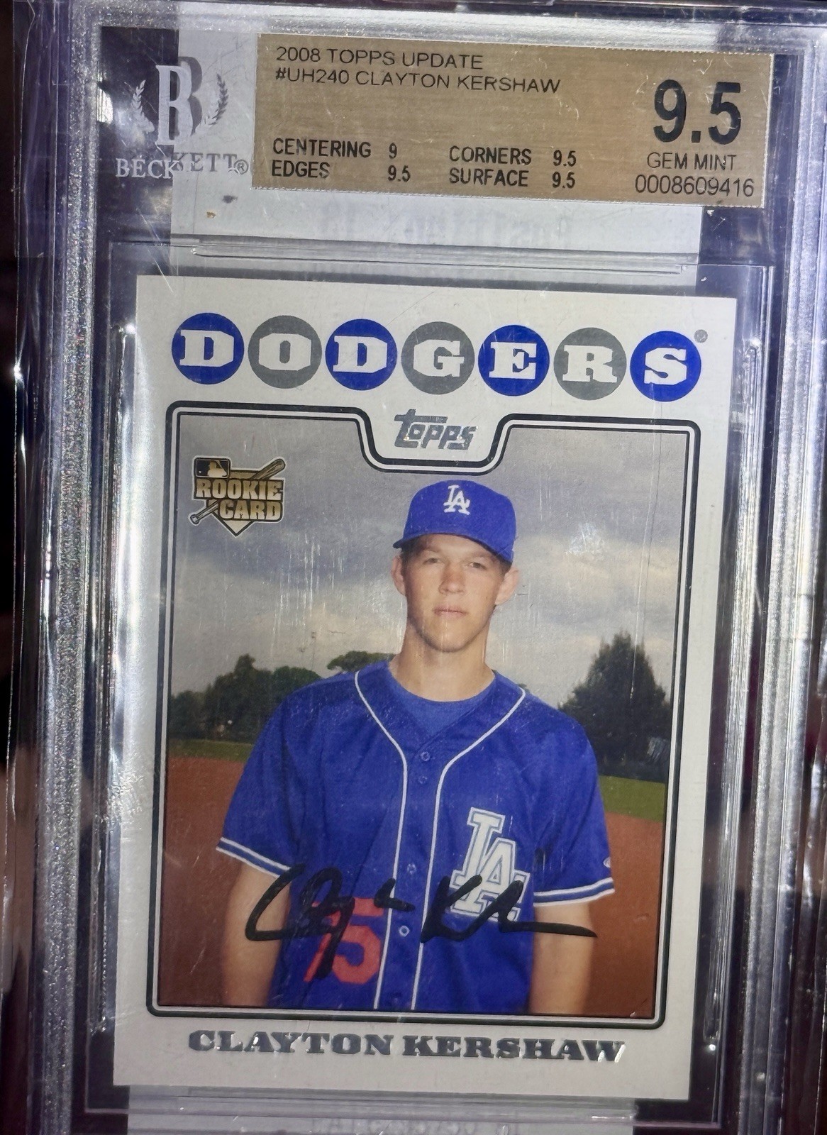 2008 Topps Update  Clayton Kershaw RC UH240 BGS 9.5 Gem Mint Los Angeles Dodgers