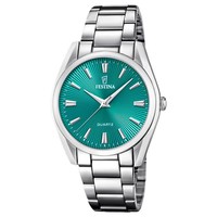 Festina F20622/Q Damen Analog Quarz Armbanduhr Boyfriend, Edelstahl, GrüN/Silber