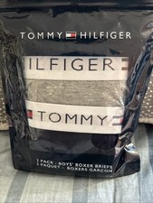 Tommy Hilfiger Kids Boy's 2-Pack Solid Boxer Briefs Navy/ Gray Sz Sm Waist 22-23