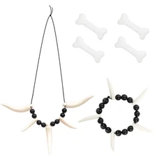 Fumwase 6pcs Cave Women Costume Set Tooth Necklace Bracelet Earring Inflatabl...