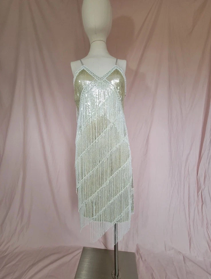 white and gold flapper dress Aletta Flapper Dress main image 1