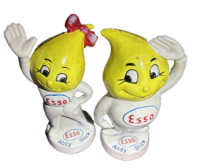 ESSO OIL DROP CAST IRON BANKS - ANDY & ABBY SLICK - New