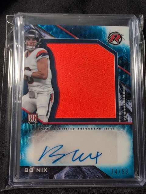 2024 Topps Resurgence Rookie Patch Autographs Bo Nix RPA-BN Blue Refractor /99