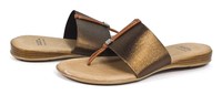 Andre Assous Nice Bronze Brown Leather Slip On Flat Sandals Shoes 6 Andre Assous Nice Bronze Brown Leather Slip On Flat Sandals Shoes 6