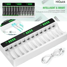 For AA AAA Ni-MH/Ni-CD Rechargeable Batteries 12-Slots LCD Smart Charger
