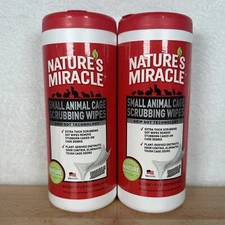 2 Pack - Natures Miracle Small Animal Cage Scrubbing Wipes 60 Count Total New