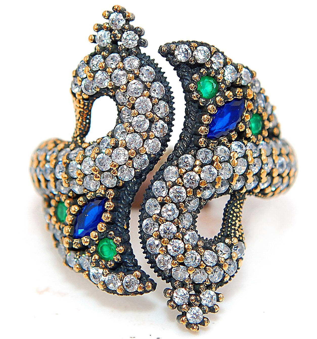 Ottoman Empire Inspired 2CT Blue Treated Sapphire 925 Sterling Silver Ring Size 9.5 H3-7 Elegant Design