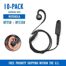 [10x] Swivel PTT Mic Earpiece for Motorola Radios HT750, HT1250, MTX850, GP380