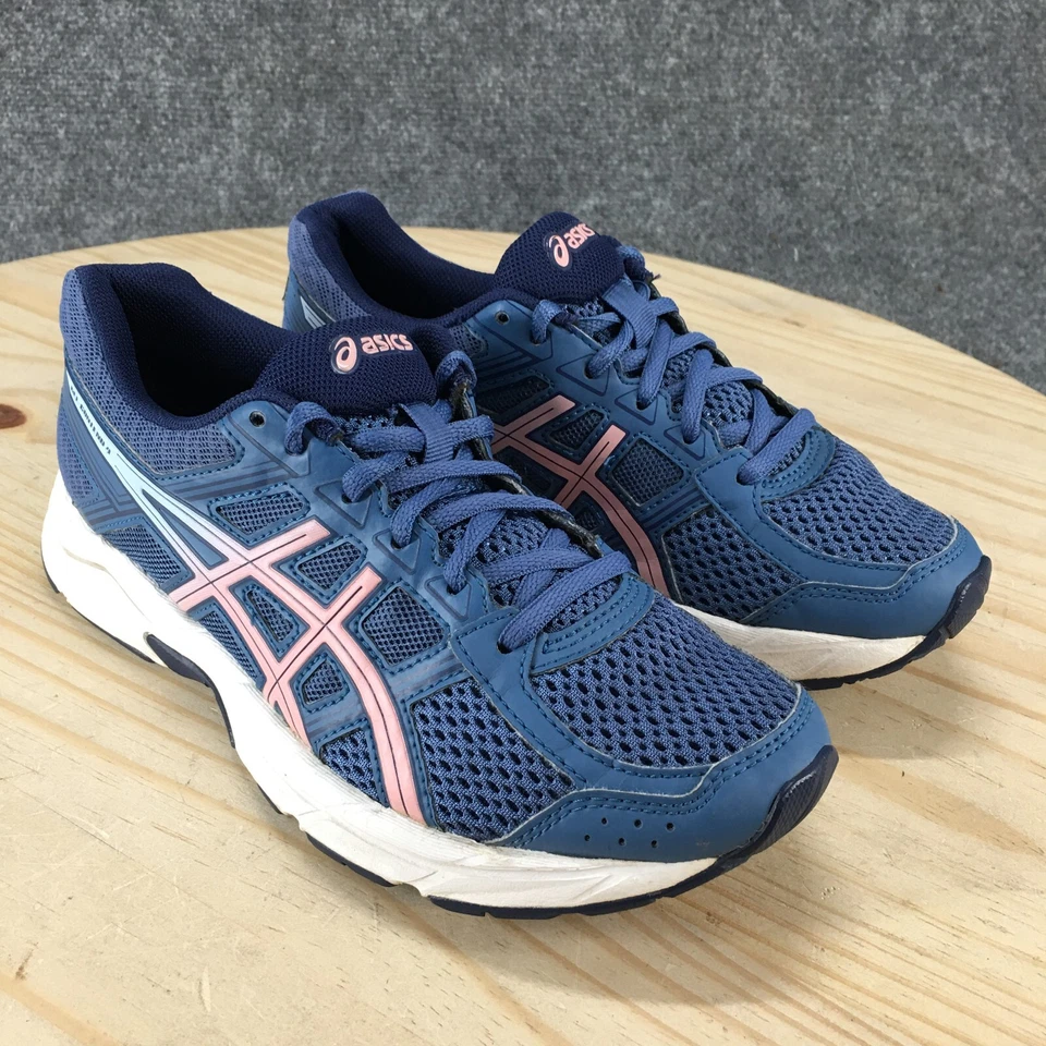 Asics Zapatos Mujer 6 Gel Contend 4 Tenis para Correr Azul Malla Parte Superior Baja T765N Foto 3 de 4