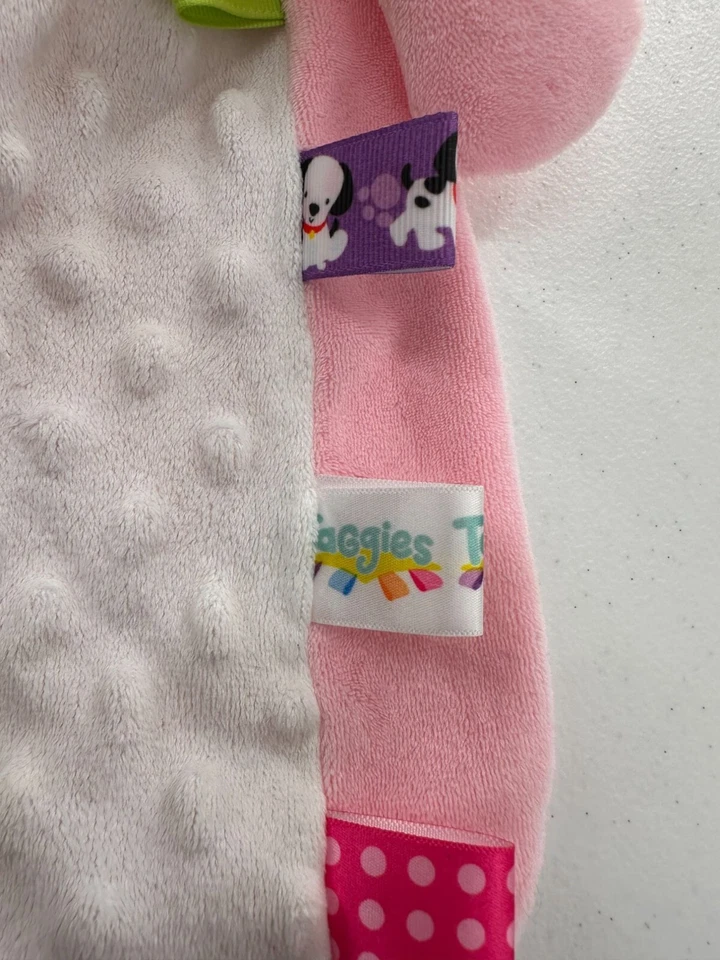Manta de seguridad Taggies Pink Bunny Baby Lovey etiquetas texturizadas felpa suave Pascua a Foto 4 de 4