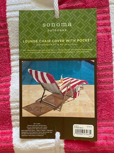 Sonoma Sessel Frottee Bezug mit Tasche weiß und fuchsia NEU - Bild 2 von 3