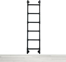 Wall Mounted Ladder 7 Ft for Attic Loft Bunk Bed Window Iron Metal Pipe Frame Ou