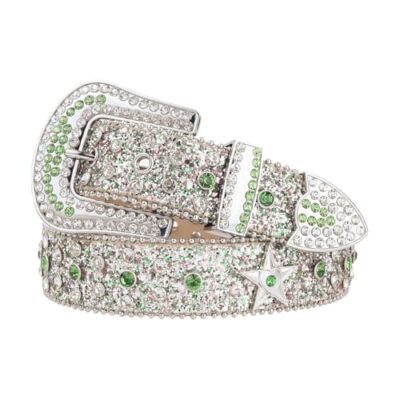 Shinning Rhinestone Star Belt for Men Women Western Hip Hop Punk Y2k Style Top