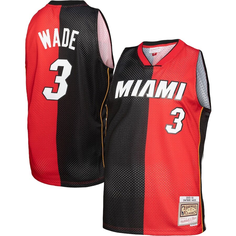 Miami Heat Dwyane Wade #3 Mitchell & Ness Black/Red Split