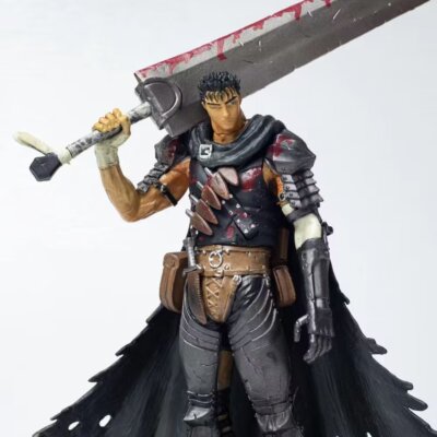 8in Anime Berserk Guts Black Swordsman Huge Sword PVC Figure Fans Collectible