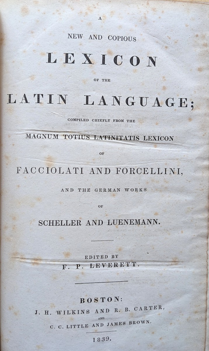 1839 Lexicon of the Latin Language by Leverett, leatherbound | eBay