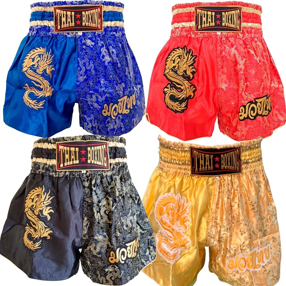 Pantalones Cortos Kick Boxing Muay Thai MMA Thai Lucha Agarre Jaula Baúles Hombres Dragón Foto 2 de 2
