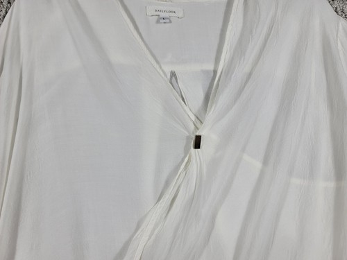 Daily Look Womens 3/4 Sleeve Faux Wrap One Button Blouse Top Sz Large - Picture 3 of 15