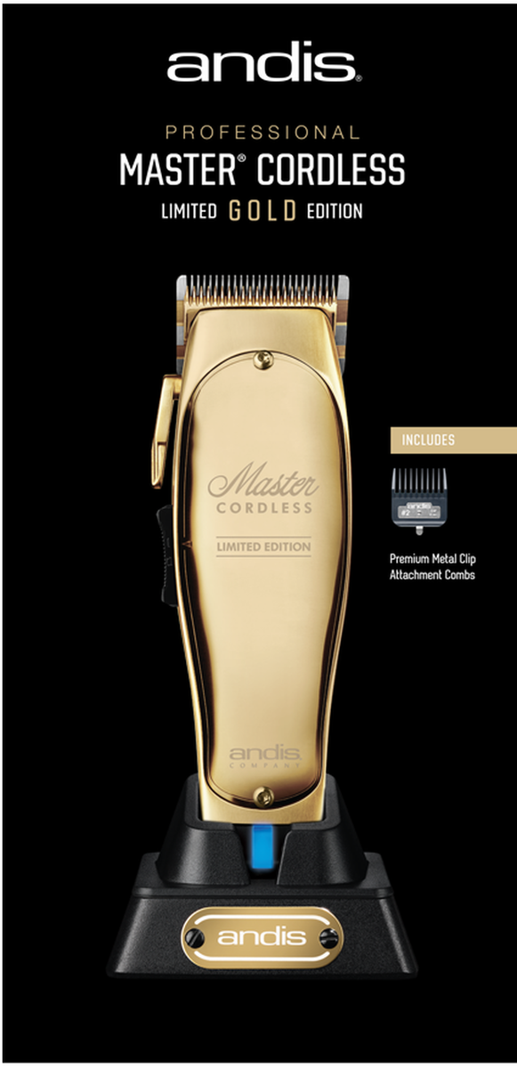 ANDIS CORDLESS MASTER LIMITED EDITION GOLD WITH PREMIUM GUARDS UK