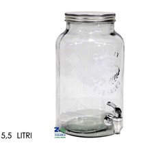 DISPENSER BARATTOLO CONTENITORE IN VETRO CON RUBINETTO PER BEVANDE LT. 5,5