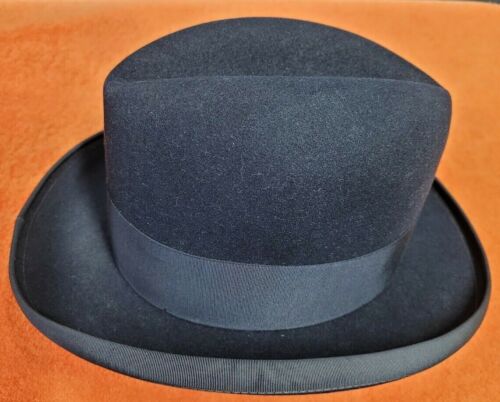 VINTAGE STETSON ROYAL DELUXE ST. REGIS HOMBURG TAGLIA 7 NERO CON SCATOLA OTTIME CONDIZIONI  - Foto 1 di 12