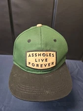 Assholes’s Live Forever Embroidered Hat Cap SnapBack Green / Black Lid 