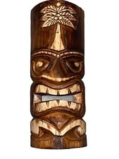 13” TIKI MASK WALL HANGER WOOD TIKI BAR HANGING WOOD ART