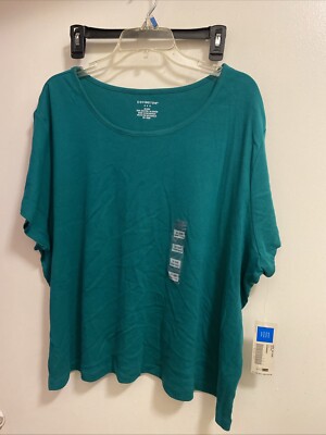 Covington Women s Shirt Green Solid 24W 26 W NWT Bust 58  Length 26  Cotton New