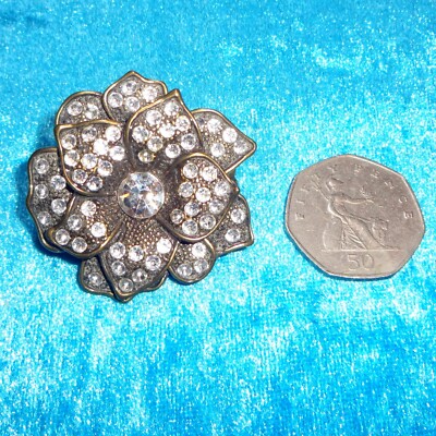 Wunderschöner Vintage? Statement Cocktailring Diamant Blume erweiterbar Stretch