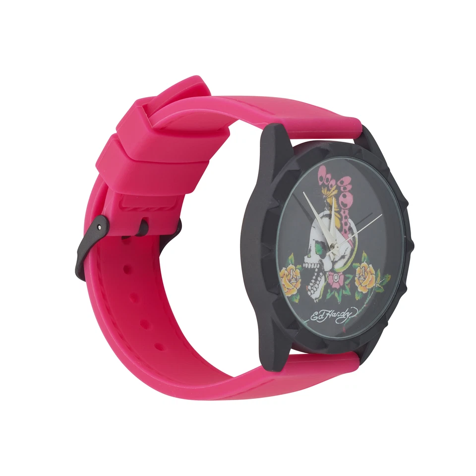 Ed Hardy Ladies Black/Fushia Plain Watch Analog - Image 2 of 3