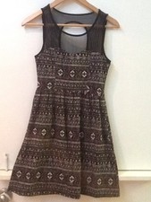 FOREVER 21 Black Print Sheer Upper Sleeveless Above Knee S Small NWT New