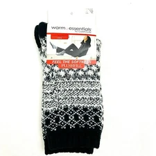 Cuddl Duds Crew Socks Warm Essentials Leg Layering 4-10 FAIR ISLE Black White