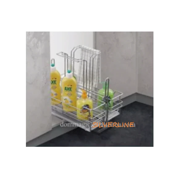 Organizador de fregadero soporte de limpieza de gabinete extraíble cesta de alambre metálico Foto 3 de 4