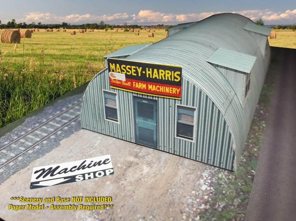 HO Scale Building - Quonset Hut *Pre-Cut* CARD STOCK (PAPER) Pre-Cut Kit #QH1H - Image 2 of 4
