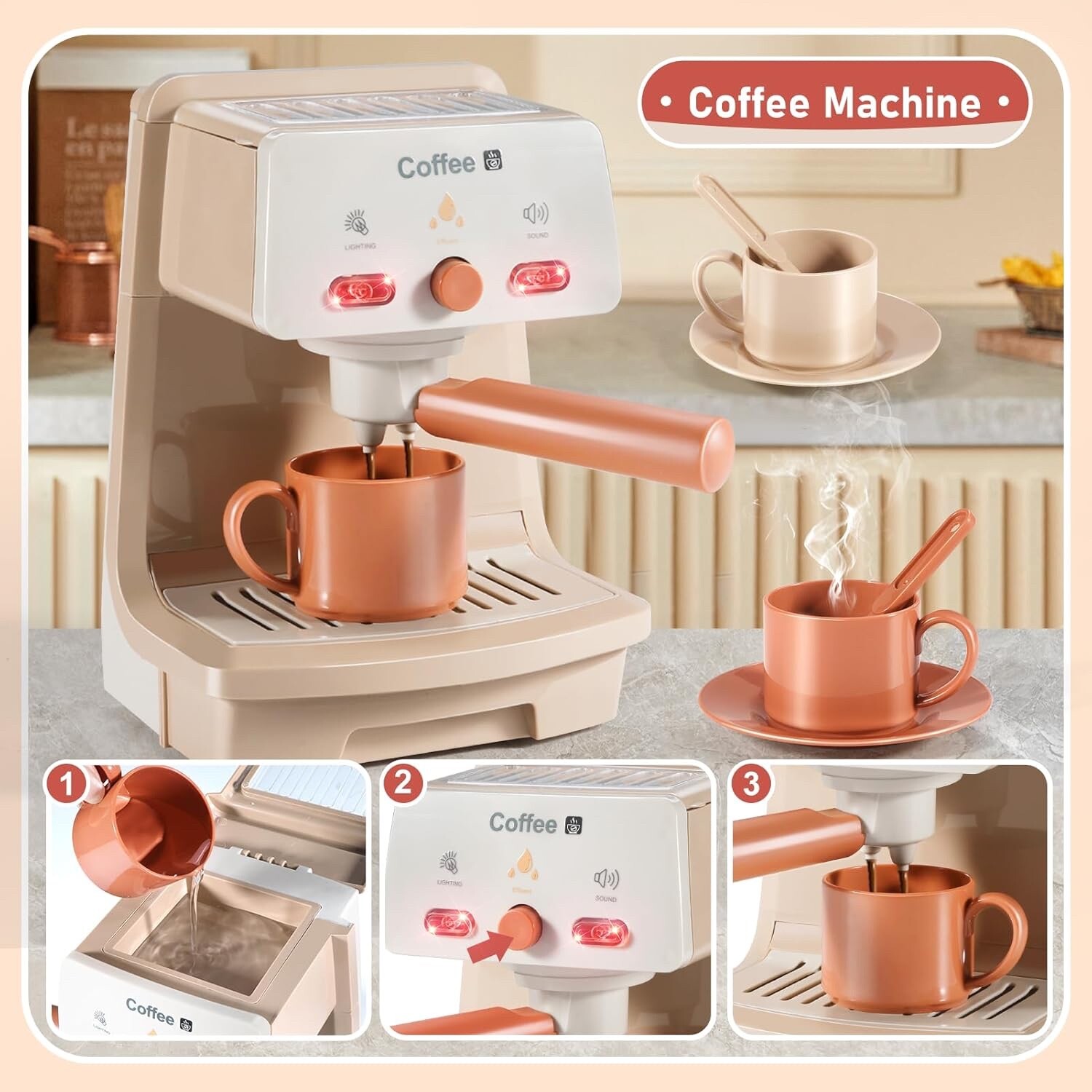 Cucina giocattolo per bambini con macchina del caffe accessori cucina bambini foto 3