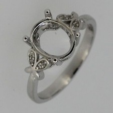 Sterling Silver Semi Mount Ring Setting Oval OV 9x8mm Butterfly Shank