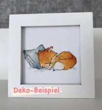Fertiges Stickbild „Gute Nacht“ Kreuzstich Fuchs Handmade Neu