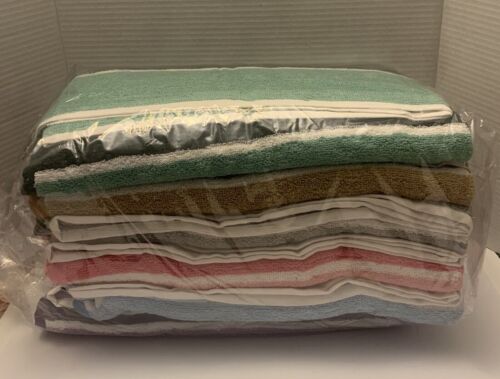 6 Pack Large Beach Stripe Bath Pool Towels Cotton Blend 30" x 60 Multicolor