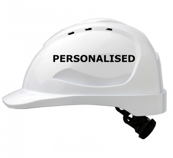 2x Personalised Hard Hat Vinyl Decal. Warehouse Sticker Choose Colour