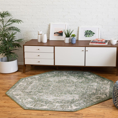 Unique Loom Isabella Collection Area Rug - Adjani 5 1 Octagon Green/ Ivory