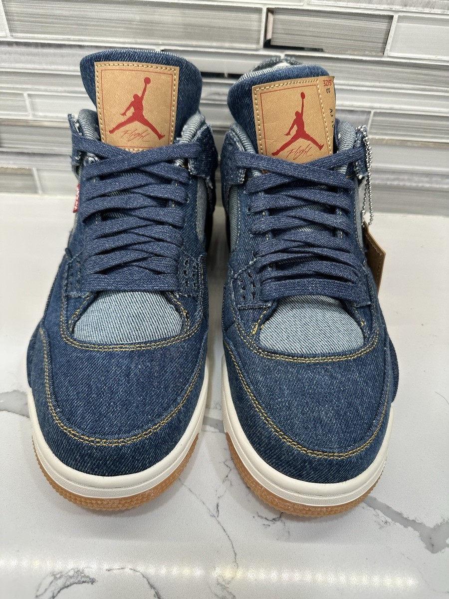 Levi's x Nike Air Jordan 4 Retro Denim Mens Size 10 Blue Sneakers