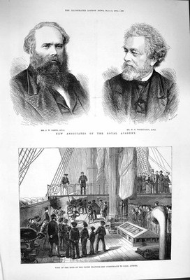 Old Antique Print 1876 Boys Clyde Training Ship Cumberland Aurora Oakes 19th