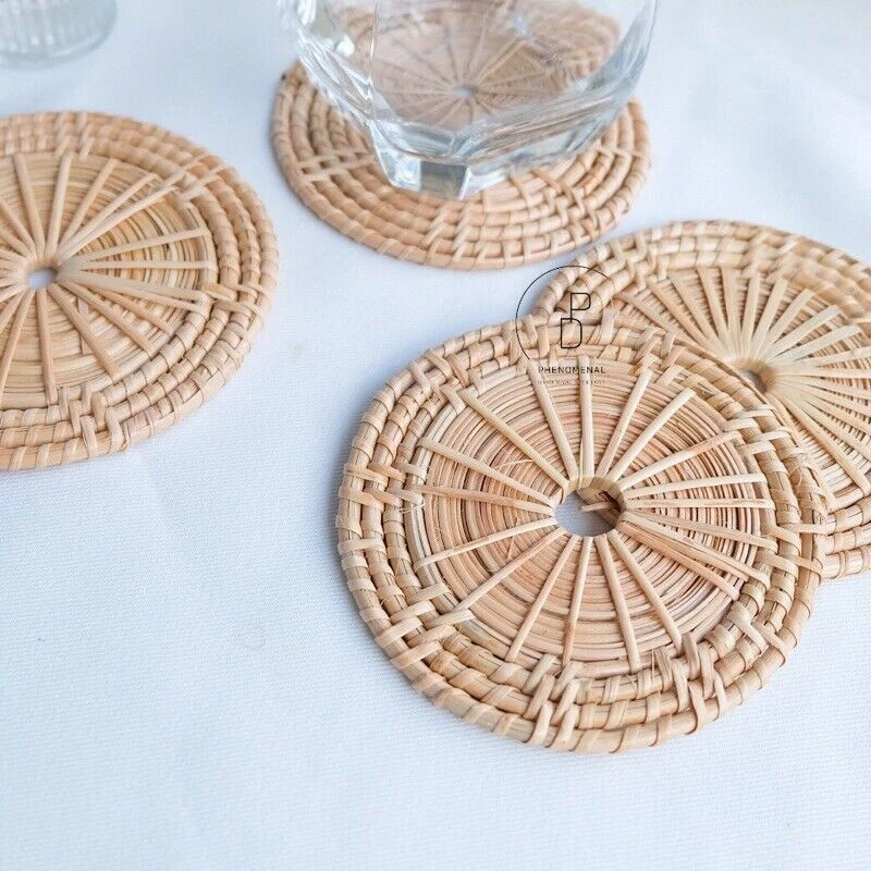 Sottobicchieri in rattan ecologico (5 pz./set)(SPEDIZIONE GRATUITA) - Immagine 2 di 4