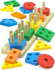 Montessori Toys for 1 2 3 Year Old Boys Girls Gifts, Wooden Shape Sorter Toys