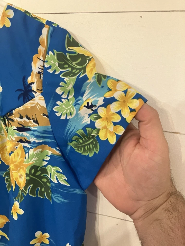 Vestido Mu’mu Hawaiano Vintage Años 80’s Azul Hawaiano Para Mujer Talla 10 Foto 4 de 4