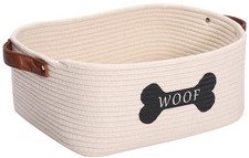 Cotton Rope Dog Toy Storage Basket Medium, Dog Toy bin with Handle,Dog Stuff ...