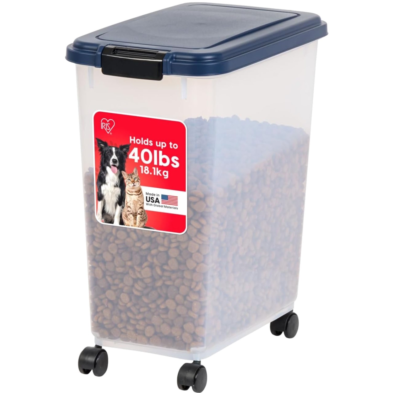 Storage Container, Up To 40 Lbs, Attachable Wheels, For Dog...