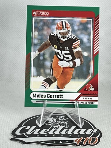 2024 Panini Donruss Myles Garrett Press Proof Verde #115 Marrone