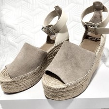 Gianni Binni GB Espadrilles Platform Sandals Women 8 1/2 Ankle Strap Beige NWOT