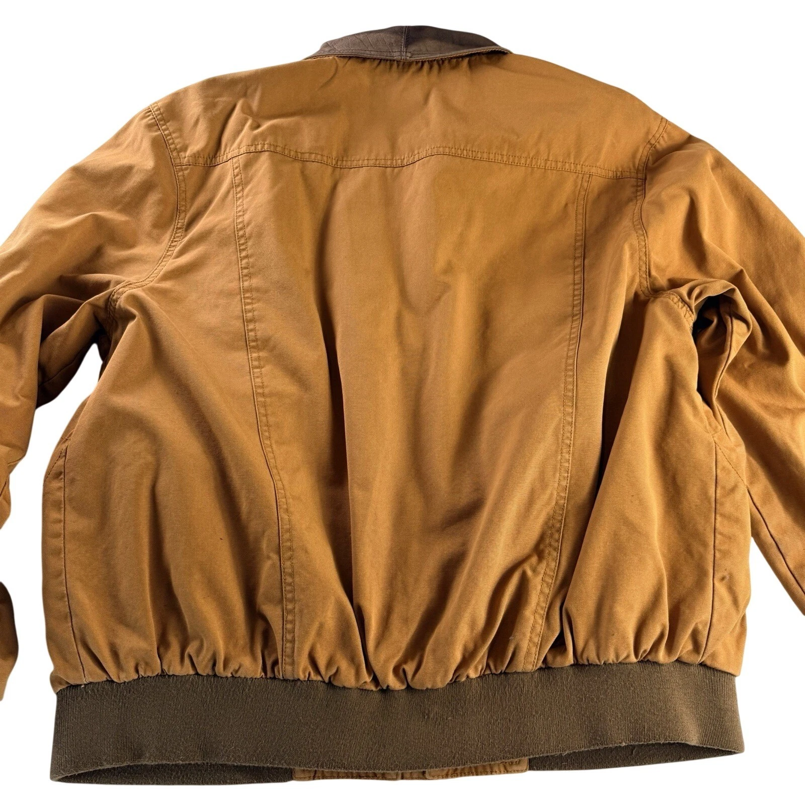 Kakadu Traders AU Tan Canvas Leather Bomber Barn Work Jacket Heavy Duty Men's L - product detail image 13